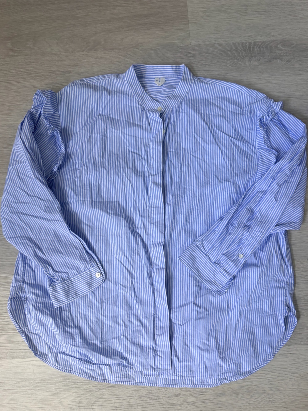 Arket Light Blue and White Striped Dress Shirt